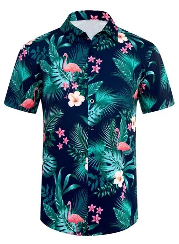 Mens Hawaiian Shirt Short Sleeve Button Down Funny Tropical Beach Summer Tops