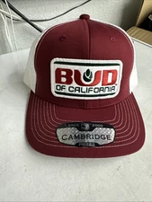 Bud Of California Hat snap back cap NEW HTF Patch trucker hat Burgundy White 420