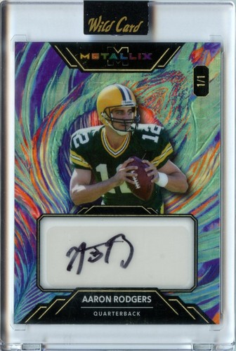 Wild Card Metallix Aaron Rodgers Rainbow Superfractor 2025 automático #'D 1/1 acero