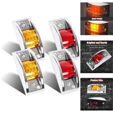 4pc 12 Led Trailer Side Marker Light Chrome Armored Clearance Lamp Amber Red 12v 4pc 12 Led Trailer Side Marker Light Chrome Armored Clearance Lamp Amber Red 12v