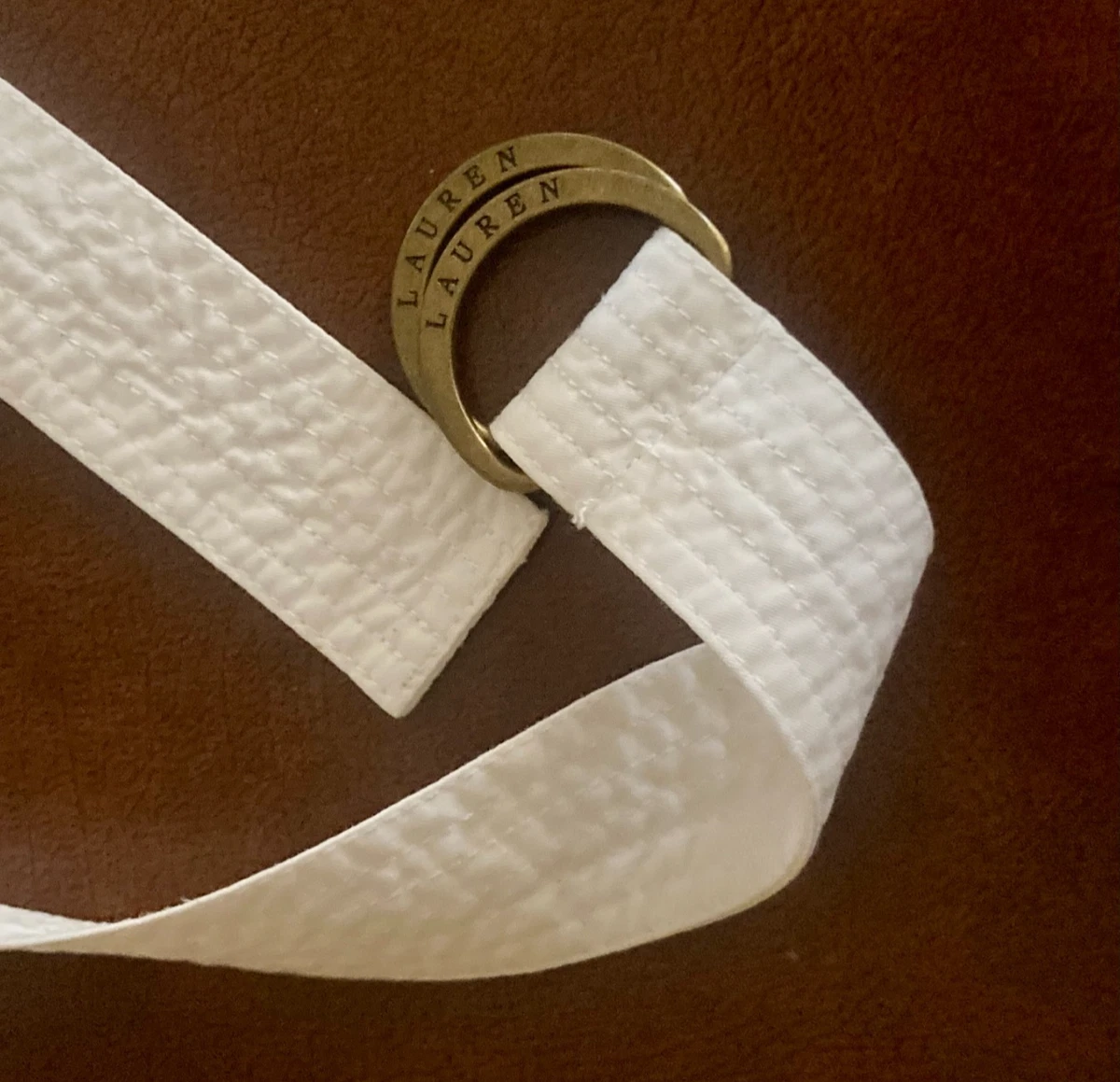 RLL Lauren White and Tan womans Belt Lauren Ralph Lauren Leather White Belts for Women for sale  main image 2