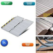 Ruedamann 2 FT Portable Wheelchair Ramp For Doorways, Non-Slip Aluminum Silver