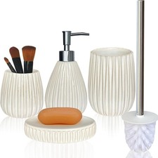 Ceramic Bathroom Accessory Set, White 13 Ounce White,