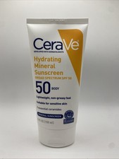 CeraVe Mineral Hydrating Body Sunscreen, SPF 50, 5 fl oz Exp 03/2028