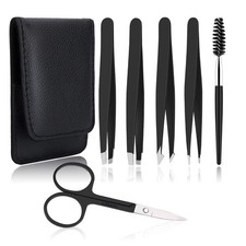 6 PCS Professional Tweezers Set Stainless Steel Precision Tweezer Kit for Ey...