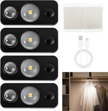 LED Motion Sensor Lights Indoor, 4 Pcs Rechargeable Cupboard Lights with 3 Mode