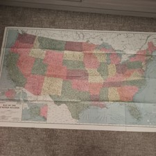 AMERICA United States Large Map 1981 35.5" x 53.5" Geographia Map Co. Vintage