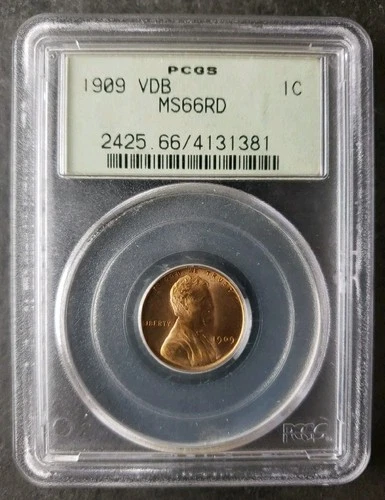 1909 V.D.B. 1c Lincoln Wheat Cent PCGS MS66 RD
