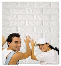 10PCS 3D Brick Wall Stickers, 59 sq.feet PE Foam Self-Adhesive Wallpaper Remo...