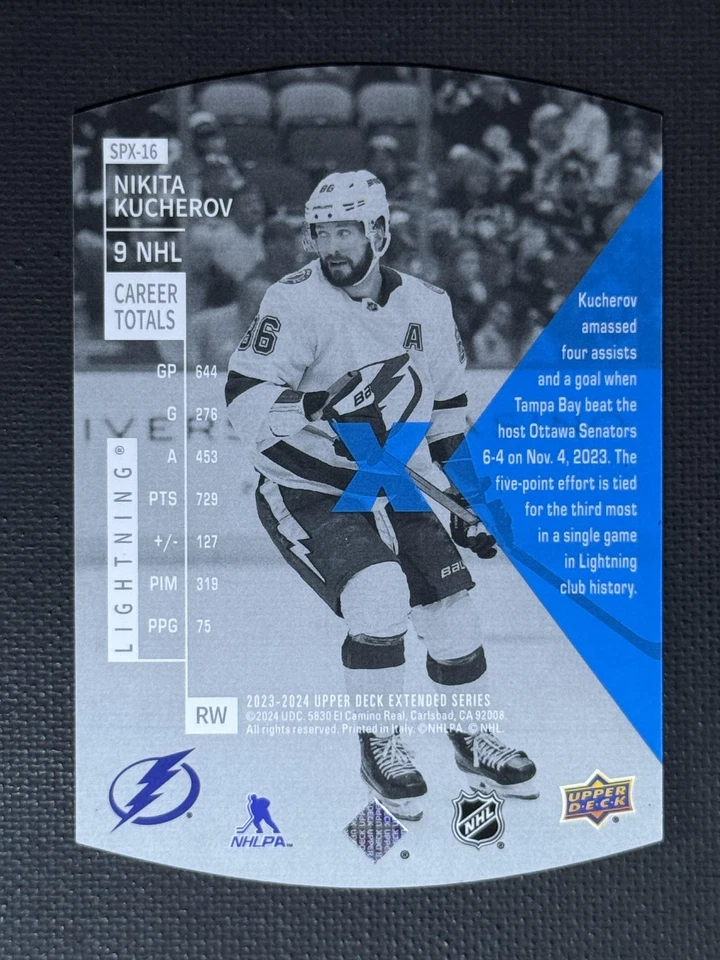 2023-24 Upper Deck #SPX-16 Nikita Kucherov 1997-98 SPx Holoview Retros Lightning - Image 2 of 2