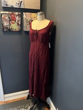 Old Navy Burgundy Red Tie Front Peasant Empire Waist Dress NEW NWT
