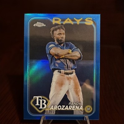 2024 Topps Chrome Randy Arozarena #153 Blue Refractor 007/150 Tampa Bay Rays