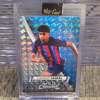 Wild Card Wild Chrome 2025 Lamine Yamal RC Blue Lines Cross Hatch Foil 3/10
