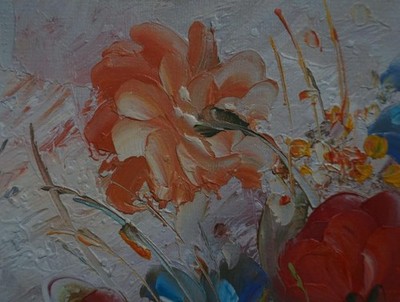 ベルギー画家Edmond Sanders エドモンドサンダース『バラの静物画』 Edmond Sanders (Belgium) Oil Painting 