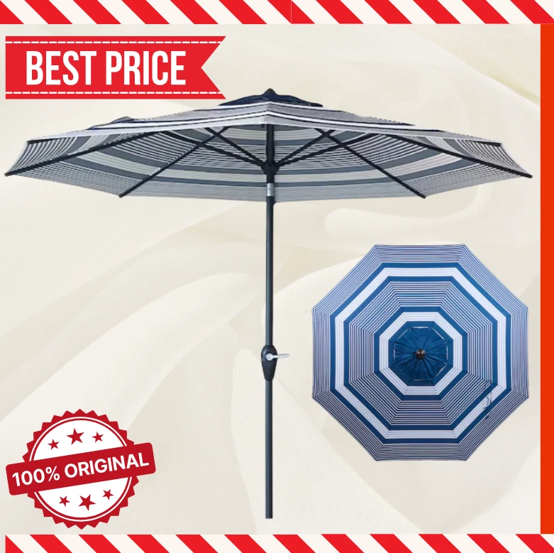 9 x15 patio umbrella 15' x 9' Outdoor Patio Market Umbrella with Extra Large Base and Sand Bags  Navy