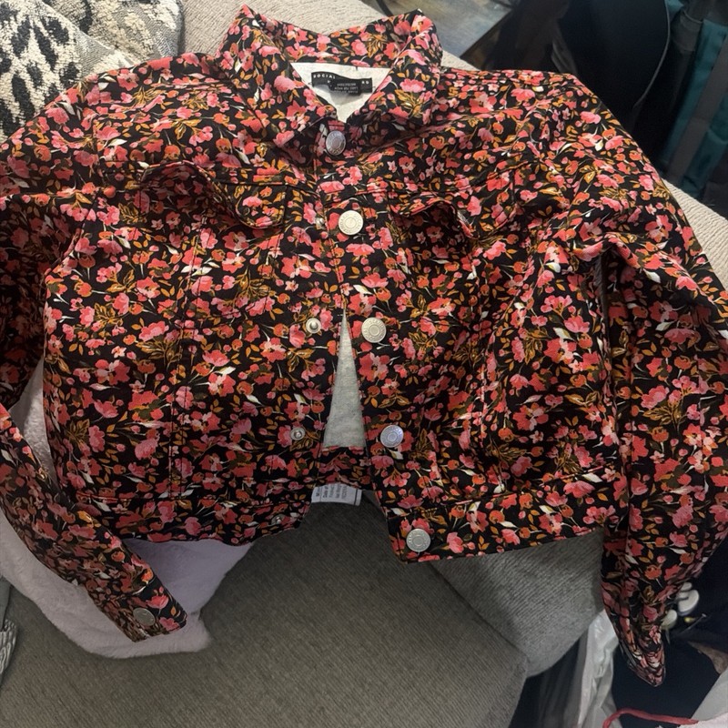 NWT Social Standard Floral Denim Jacket Girl's L 10/12 Perfect For Valentine’s!