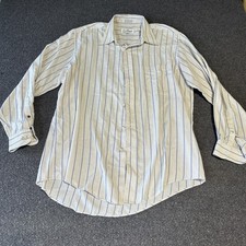 Vtg Sears Roebuck  Co. Button Up Shirt Mens 16 1/2 34/35 Blue Tan Stripe