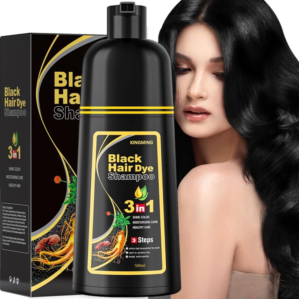 IIIMEIDU Haarshampoo Schwarze 500ML Haarfarbe Schwarz Haarfärbeshampoo für Männer Frauen