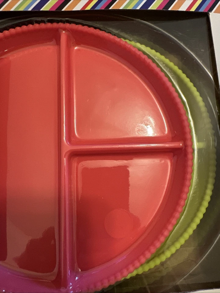 CB Eat by Chewbeads Juego de 2 Platos Divididos 100% Silicona Rosa Verde Libre de BPA Nuevo Foto 4 de 4