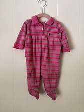 ralph lauren Baby, Pink Stripe Footed Pjs, Size 3-6 Months, Vintage
