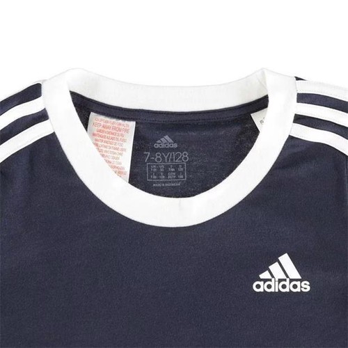 adidas 3 Stripe T Shirt Junior Girls - Navy Blue / 5-6 Years - Picture 2 of 4