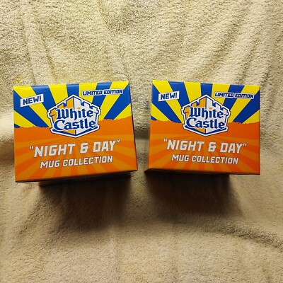 New 2024 Limited Edition Night & Day White Castle Mugs- 2 Mugs In The Offering.