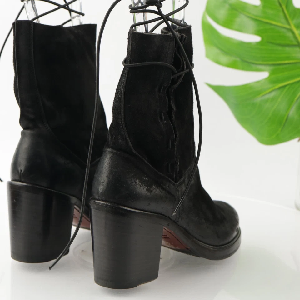 Bota Lyla Alberto Fasciani Mujer Talla 36 6 Cuero Negro Plataforma Tacón Atar Foto 4 de 4