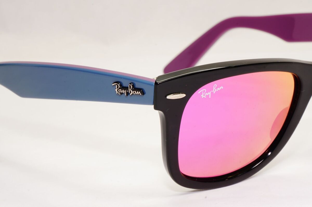 Ray-Ban Sunglasses Wayfarer Black Blue Mirror Violet Fuxia Ray-Ban Sunglasses Wayfarer Black Blue Mirror Violet Fuxia