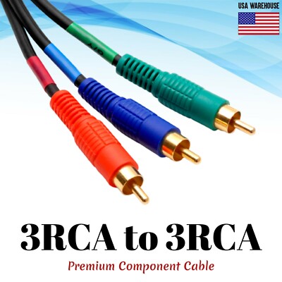 3 RCA RGB Video Component Cable 3ft 6ft 50ft 100ft Lot Gold Plated 3RCA YPbPr
