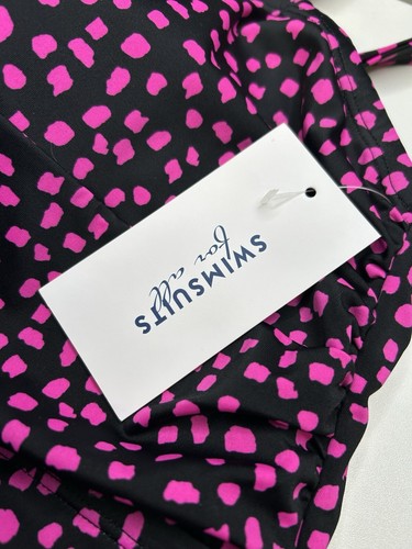 Swimsuits For All NWT One Piece Size 28 Black Pink Polka Dots Beach Resort NEW - Picture 5 of 14