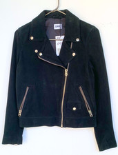 Edwin W' Jez Biker Leather Jacket Goat Nubuck Black S