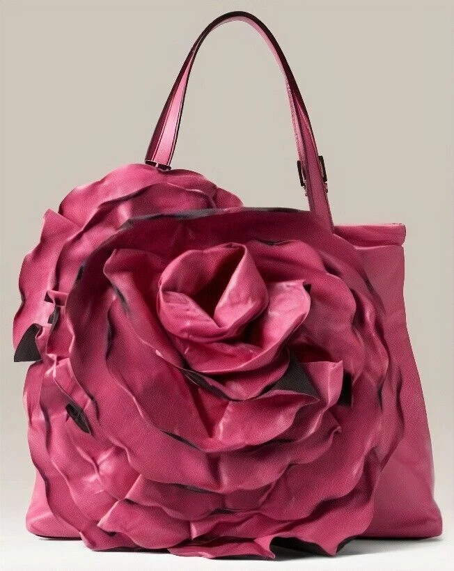 Valentino Garavani Rose Petale Leather Tote Bag Pink