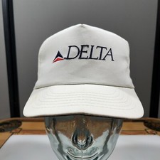 Delta Airlines Baseball Cap Strap Back Hat White Men OSFA USA Made Pilot Plane