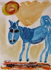 ORIGINAL Horse Naive FOLK  Outsider Primitive  Mary Carol Williams art MCW 