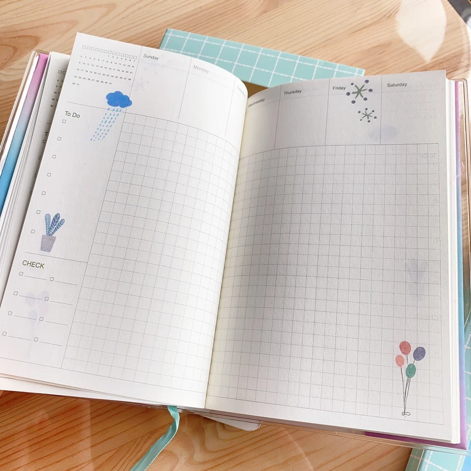 Rainy Day Design PVC colorful Journal Notebook planner with Pearls and Feather - Image 4 of 4