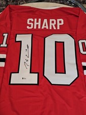 Patrick Sharp Autographed/Signed Jersey Beckett Sticker Red Custom Jersey