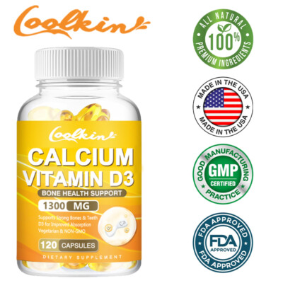 Calcium Vitamin D3 Capsules 1300mg - Dental Health,Strong Bones & Muscle Support