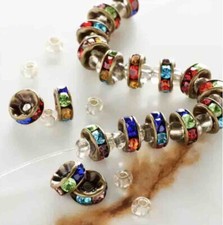 Multicolor Metal Rhinestone Rondelles Beads 8...