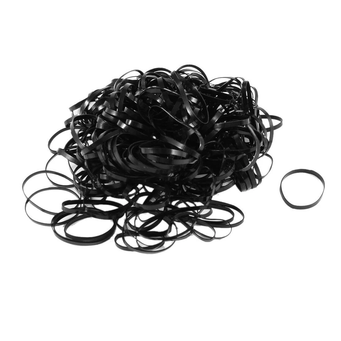 500 Count Rubber Bands in Re-Closable Container for Ponytails and Braids (Black)