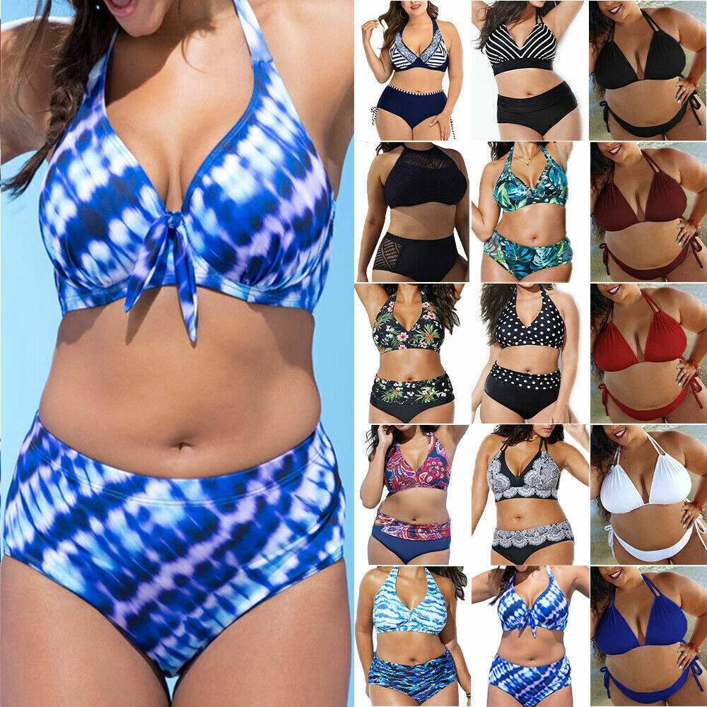 Women Ladies High Waist Bikini Set Beachwear Swimsuit Swimwear Summer Plus Size