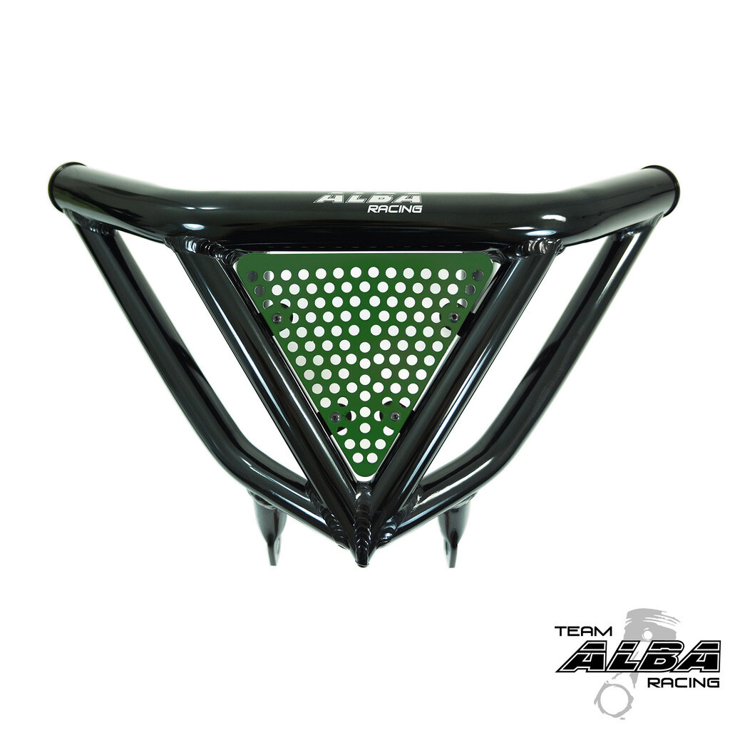 KFX 450R Intimidator Front Bumper Green Black Screens Alba Racing