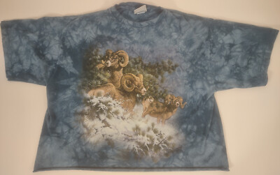 Vintage Liquid Blue Women's Large Ram Tye Dye Crop Top