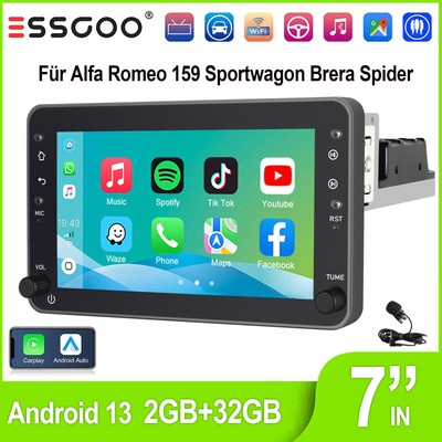 Autoradio Carplay Android 14 GPS NAVI Für Alfa Romeo 159 Sportwagen Brera Spider