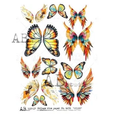 Watercolor Wings | A4 Rice Paper | Paper for Decoupage | AB Studios