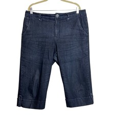 Gloria Vanderbilt Womens Dark Wash Capri Jeans Size 16 Blue Cuffed Pocket Flaps