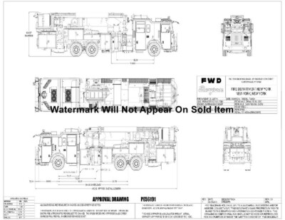 Seagrave FWD Aerialscope Fire Truck Drawing FDNY Photograph Print 8.5x11''
