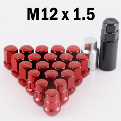 M12x1.5 RAYS 17HEX 32mm Red Steel Wheel Lug Lock Nuts 20pcs /set