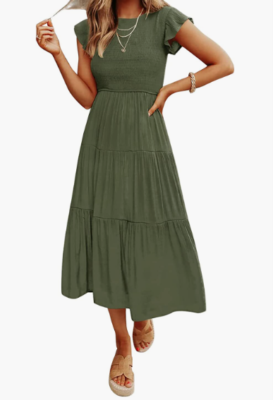 army green midi dress Army Green Raileen Fitted Dress by Stop Staring! main image 1