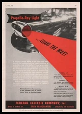 1947 Federal Electric Fire Truck Siren Equipment Propello Ray Red Light Print Ad