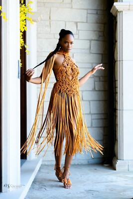 Handmade Macrame Dress Copper Small Metallic | eBay Handmade Macrame Dress Copper Small Metallic | eBay